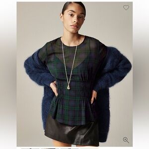 J crew Chiffon shirred-waist top in Black Watch tartan in
Cooper Green Blue sz 0